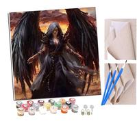 Peinture par Numero Adulte Chien de compagnie fille ange noir de dessin animé DIY Peinture à l'huile Numéros Toile Paint by Numbers Peindre par Nombre Kits sans Cadre 40x40cm
