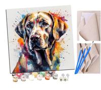 Peinture par Numero Adulte Chien de compagnie Labrador splash ink style cool coloré (1) DIY Peinture à l'huile Numéros Toile Paint by Numbers Peindre par Nombre Kits sans Cadre 40x40cm