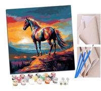 Peinture par Numero Adulte Chien de compagnie Nuages colorés et ombres de chevaux DIY Peinture à l'huile Numéros Toile Paint by Numbers Peindre par Nombre Kits sans Cadre 40x40cm