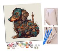 Peinture par Numero Adulte Chien de compagnie Teckel coloré Steampunk (4) DIY Peinture à l'huile Numéros Toile Paint by Numbers Peindre par Nombre Kits sans Cadre 40x40cm