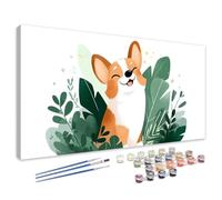 Peinture par Numero Adulte Chien, Kits de Peinture au Numéro Feuille Paint by Numbers, DIY Activité Manuelle Adulte avec Pinceaux et Pigment pour Deco Murale Maison, Cadeau Femme 40x80 cm 4L-754