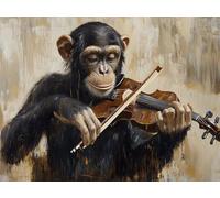 Peinture par Numero Adulte Chimpanzés Peinture Numéro Adulte Musique Numero d'art Paint by Numbers Enfant, Loisirs Créatifs, Peintures Acryliques et Pinceaux pour Decoration Murale 110x80cm, Model 123