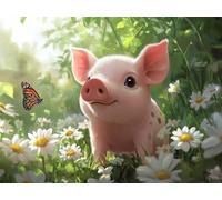 Peinture par Numero Adulte Cochon Peinture Numero, Paint by Number Papillon Paint by Numbers for Adults Kit Peinture avec 3 Pinceaux et Acrylique pour Decoration Chambre, Cadeau 50x40 cm -yym250120Z