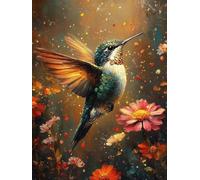 Peinture par Numero Adulte Colibri Peinture Numero, Paint by Number Fleurs Paint by Numbers for Adults avec 3 Pinceaux et Acrylique pour Decoration Murale Chambre, Cadeau Femme 40x60cm -zjn2507K5