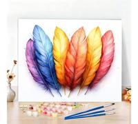 Peinture par Numero Adulte Coloré Peinture Numero Plume Diamond Painting, DIY Creatif Toile 100x70CM Numéro d'art Complet Painting by Numbers pour Chambre Décoration Murale, Sans Cadre, Cadeau W6-124