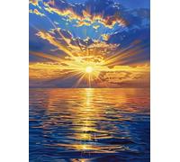 Peinture par Numero Adulte Coucher De Soleil, OcéAn Peinture Numero Adulte, DIY Loisirs Créatifs Adultes Kits avec Pinceaux et Pigment Acryliques, Paint by Numbers Enfant Kits, 60x90cm S-1961