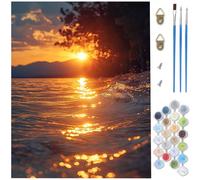 Peinture par Numero Adulte Coucher soleil, DIY Peinture Numero mer Paint by Numbers Toile Artisanat, loisir Creatif Adulte avec Pinceaux et Acryliques pour Tableau Decoration Murale 40x50cm D1-1001