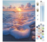 Peinture par Numero Adulte Coucher soleil, DIY Peinture Numero Vagues l'océan Paint by Numbers Toile Artisanat, loisir Creatif Adulte avec Pinceaux et Acryliques pour Decoration Murale 60x80 cm D1-789