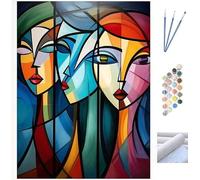 Peinture par Numéro Adulte,Creation Enfant pour Débutants,DIY Kits Paint by Numbers avec Pinceaux de Peinture,Pigment Acrylique,pour Décoration Intérieure (sans Cadre) Abstrait Visage 70x90cm WK-281