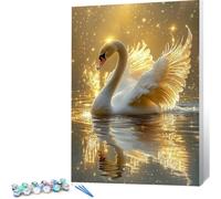 Peinture par Numero Adulte Cygne DIY Oil Painting Kits on Canvas for Beginner, with Brushes and Acrylic Pigment, Paint by Numbers Enfant Lac Loisirs Créatifs Adultes, Cadeau 50x70 (Sans Cadre) 0j-394