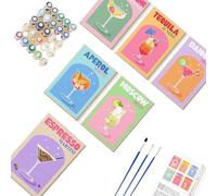 Peinture Par NuméRo Adulte,Diy Kit Peinture Numero Adulte Enfants DéButants Lot De 6 Paint By Numbers à Cocktail RéTro Par NuméRos Pour Adultes DéButants Peinture Acrylique à L'Huile Aquarelle (B)