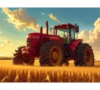 Peinture par Numero Adulte, DIY Peinture Enfant Acrylique avec Peintures et Pinceaux, Loisirs Créatifs Adultes 40x30cm Peinture Numero d'art, Décoration de la Maison Tracteur Champ de blé s-11431