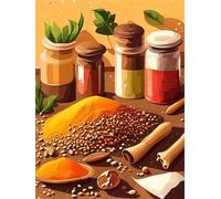 Peinture par Numero Adulte, DIY Peinture Enfant Acrylique avec Peintures et Pinceaux, Loisirs Créatifs Adultes 45x60cm Peinture Numero d'art, Décoration de la Maison Assaisonnement de cuisine s-1722