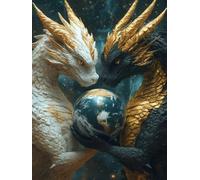 Peinture par Numero Adulte Dragon Peinture Numero, Paint by Number PlanèTe Paint by Numbers for Adults avec 3 Pinceaux et Acrylique pour Decoration Murale Chambre, Cadeau Femme 50x70cm -zjn25074B