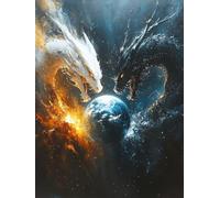 Peinture par Numero Adulte Dragon Peinture Numero, Paint by Number PlanèTe Paint by Numbers for Adults avec 3 Pinceaux et Acrylique pour Decoration Murale Chambre, Cadeau Femme 50 x 70 cm -zjn2507B0
