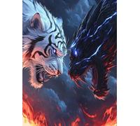 Peinture Par Numéro Adulte, Dragon Tigre, DIY Kits de Peinture au Numéro, High Definition Canvas Acrylique Set, for Décoratif Pour la Maison, Sans Cadre 90x120cm WM5L-360