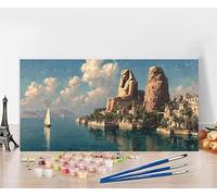Peinture par Numero Adulte Egypte Peinture Numero Sea, DIY Paint by Numbers Activite Manuelle Adulte, Couleur Toile Paintings par Débutants Décoration de la Maison, Cadeau Sans Cadre 60x120cm D-DR44
