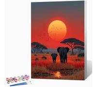Peinture par Numero Adulte éLéPhant Animal Loisirs Créatifs Adultes, DIY Coloriage Numerote avec Pigment Acrylique pour Débutants Enfant, Art Peinture Numero, Decoration, Cadeau 30x40cm -WX251036