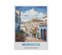 Peinture par Numero Adulte et Enfant， Chefchaouen, Maroc，DIY Peinture Numero Adulte,Activité Manuelle Kit de Loisirs Créatifs Adultes, Peinture Numéro Kit Complet, Decor Chambre（30x40cm）-BX33