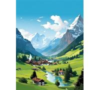Peinture par Numero Adulte et Enfant, DIY Peinture Numero Adulte Suisse, Activité Manuelle Kit de Loisirs Créatifs Adultes, DIY Montagne Peinture Numéro Kit Complet, Decoration Chambre Cadeaux 40x50cm