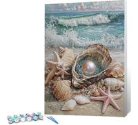 Peinture par Numero Adulte Étoile De Mer DIY Oil Painting Kits on Canvas for Beginner, with Brushes and Acrylic Pigment, Paint by Numbers Enfant Perle Loisirs Créatifs Adultes, Cadeau 20x30 0j-382