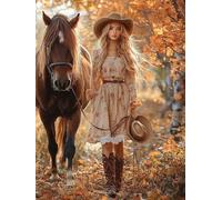 Peinture Par Numéro Adulte, Femme Cheval, DIY Kits de Peinture au Numéro, High Definition Canvas Acrylique Set, for Décoratif Pour la Maison, Sans Cadre 30x40cm WM5L-580