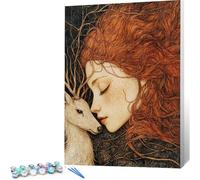 Peinture par Numero Adulte Femme DIY Oil Painting Kits on Canvas for Beginner, with Brushes and Acrylic Pigment,Paint by Numbers Enfant Cerf Loisirs Créatifs Adultes,Cadeau 40 x 50 (Sans Cadre) 0j-980