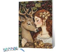 Peinture par Numero Adulte Femme DIY Oil Painting Kits on Canvas for Beginner, with Brushes and Acrylic Pigment, Paint by Numbers Enfant Cerf Loisirs Créatifs Adultes, Cadeau 60x90 (Sans Cadre) 0j-428