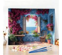 Peinture par Numero Adulte Fenêtre Peinture Numero Paysage Diamond Painting, DIY Creatif Toile 135x100CM Numéro d'art Complet Painting by Numbers pour Chambre Décoration Murale, Sans Cadre W6-496