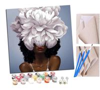 peinture par numero adulte Fille aux cheveux courts avec des fleurs Cadeau de Peinture à l'huile de Bricolage numérique aquarelle man pour Enfants Adultes Peindre par Nombre Kits 16 * 16 Pouces