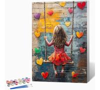 Peinture par Numero Adulte Fille BalançOire Loisirs Créatifs Adultes, DIY Coloriage Numerote avec Pigment Acrylique pour Débutants Enfant, Art Peinture Numero, Decoration, Cadeau 50x65cm -WX251087