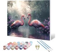Peinture par Numero Adulte Flamants Roses Peinture Numero, Paint by Number Animal Paint by Numbers for Adults Kit Peinture avec Pinceaux et Acrylique pour Decoration Murale 30x20 cm -hjw25010Z0