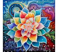 Peinture par Numero Adulte,Fleur de lotus abstraite DIY Acryliques Peinture Numero,Kit de Peinture à l'huile sur Toile avec Brosses et Peintures Acryliques Cadeau pour Mur de Maison sans Cadre,40x40cm