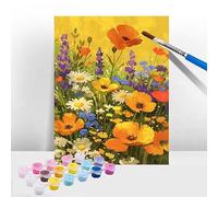 Peinture par Numero Adulte Fleur, Kits de Peinture au Numéro Fleurs Sauvages, DIY Activité Manuelle Adulte Enfants et Débutants, Cheerful Painting avec Acrylique et Pinceaux, Décoration 70x90cm T-984