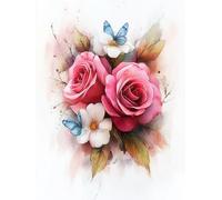Peinture par Numero Adulte Fleur Peinture Numero Enfant Papillon, DIY Paint by Numbers Kits Activité Manuelle Adulte avec Pinceaux de Dessin Acrylique pour Decoration Murale Maison 90x120cm, Model 812