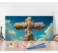 Peinture par Numero Adulte Fleur Peinture Numero Nuage, DIY Paint by Numbers Activite Manuelle Adulte, Couleur Toile Paintings par Débutants Décoration de la Maison, Cadeau Sans Cadre 50x100cm 9-2A12