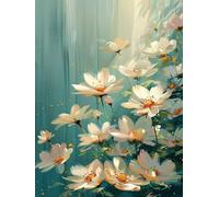 Peinture par Numero Adulte Fleur Peinture par Numéro Débutants, Coloriage par Numéro Adulte avec Pigment Acrylique, Lotus Activité Manuelle Enfant Paint by Numbers, Décoration Murale 90x130 cm O-7129