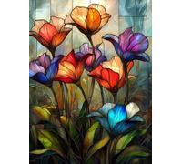 Peinture par Numero Adulte Fleurs, Coloriage par Numero Adulte Abstrait, Numéro d'art Enfant 6 ans avec 3 Pinceaux et Avancé Peinture Acrylique pour Décoration Murale, Cadeau Femme 80x100cm Y2-238