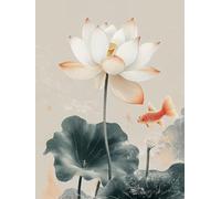 Peinture par Numero Adulte Fleurs, Coloriage par Numero Adulte Lotus, Numéro d'art Enfant 6 ans avec 3 Pinceaux et Avancé Peinture Acrylique pour Décoration Murale, Cadeau Femme 80x100cm Y2-366