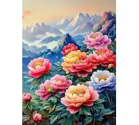 Peinture par Numero Adulte Fleurs, Coloriage par Numero Adulte Montagne, Numéro d'art Enfant 6 ans avec 3 Pinceaux et Avancé Peinture Acrylique pour Décoration Murale, Cadeau Femme 80x100cm Y2-370