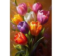 Peinture par Numero Adulte Fleurs, Coloriage par Numero Adulte Tulipe, Numéro d'art Enfant 6 ans avec 3 Pinceaux et Avancé Peinture Acrylique pour Décoration Murale, Cadeau Femme 100x130cm Y2-302