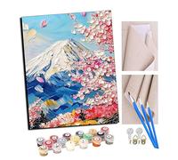 Peinture par Numéro Adulte Fleurs de cerisier et paysages de montagne 40x50cm Bricolage Tableau Peindre par Nombre pour Jouets à peindre, cadeaux peints à la mainHome Decor Avec cadre