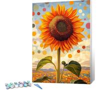 Peinture par Numero Adulte Fleurs DIY Oil Painting Kits on Canvas for Beginner, with Brushes and Acrylic Pigment, Paint by Numbers Enfant Tournesol Loisirs Créatifs Adultes, 40x60 (Sans Cadre) 0j-814