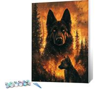 Peinture par Numero Adulte Forêt DIY Oil Painting Kits on Canvas for Beginner, with Brushes and Acrylic Pigment,Paint by Numbers Enfant Loup Loisirs Créatifs Adultes,Cadeau 40 x 50 (Sans Cadre) 0j-420