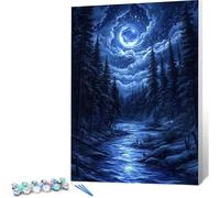 Peinture par Numero Adulte Forêt DIY Oil Painting Kits on Canvas for Beginner, with Brushes and Acrylic Pigment, Paint by Numbers Enfant Lune Loisirs Créatifs Adultes,Cadeau 80x100 (Sans Cadre) 0j-618