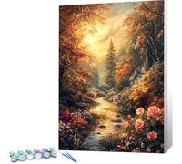 Peinture par Numero Adulte Forêt DIY Oil Painting Kits on Canvas for Beginner, with Brushes and Acrylic Pigment,Paint by Numbers Enfant Fleurs Loisirs Créatifs Adultes,Cadeau 30x40 (Sans Cadre) 0j-410