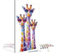 Peinture par Numero Adulte Girafe, Kits de Peinture au Numéro Couleur Paint by Numbers, DIY Activité Manuelle Adulte avec Pinceaux et Pigment pour Deco Murale Maison, Cadeau Femme 50x100 cm 4L-1026