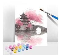 Peinture par Numero Adulte Japon, Kits de Peinture au Numéro Pont, DIY Activité Manuelle Adulte Enfants et Débutants, Cheerful Painting avec Acrylique et Pinceaux, Décoration Maison 60x70cm T-274