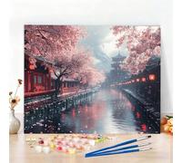 Peinture par Numero Adulte Japon Peinture Numero Le Chemin Diamond Painting, DIY Creatif Toile 70x50cm Numéro d'art Complet Painting by Numbers pour Chambre Décoration Murale, Sans Cadre,Cadeau W6-190