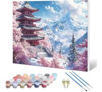 Peinture par Numero Adulte Japon Peinture Numero, Paint by Number BâTiments Anciens Paint by Numbers for Adults Kit Peinture avec Pinceaux et Acrylique pour Decoration Murale 90x70cm -hjw250109E